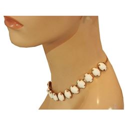 Lovely Chunky Vintage 60's Thermoset White Gold Tone Necklace