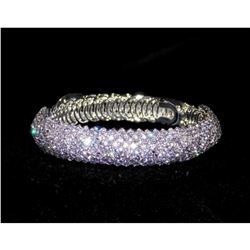 Flexible Silver Clear Rhinestone Crystal Bridal Bracelet Cuff