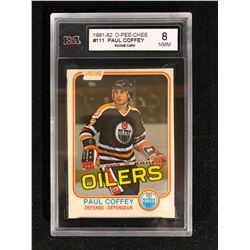 1981-82 O-PEE-CHEE #111 PAUL COFFEY ROOKIE CARD (8 NMM) KSA GRADED