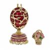 Image 1 : 1899-1903 Spring Flowers In Red Russian Faberge-Inspired Egg 3"