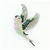 Image 1 : Iridescent Emerald Green Crystal Rhinestone Sparrowbrooch