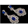 Image 1 : Elegant Royal Blue Czech Crystal & Rhinestone Drop Earrings