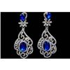 Image 3 : Elegant Royal Blue Czech Crystal & Rhinestone Drop Earrings