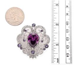 Rhinestone Purple Brooch