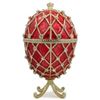 Image 1 : 7" Royal Trellis on Red Enamel Jeweled Faberge Inspired Egg