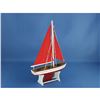 Image 2 : Wooden It Floats 12" - Red with Red Sails Floating Sailboat Model