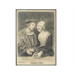 After Cranach, 19th century, 1472 - 1553, Old Woman in Love with a Young Man 