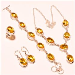 4 Piece Complete Yellow Sapphire Jewelry Set