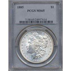 1885 $1 Morgan Silver Dollar Coin PCGS MS65