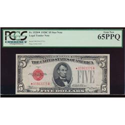 1928C $5 Legal Tender Star Note PCGS 65PPQ