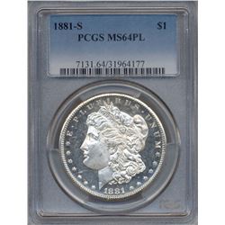 1881-S $1 Morgan Silver Dollar Coin PCGS MS64PL