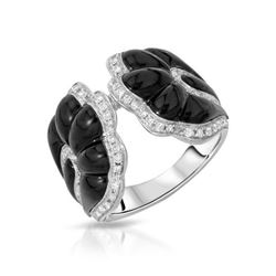 18KT White Gold 8.38ctw Onyx and Diamond Ring