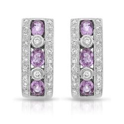 14KT White Gold 1.65ctw Pink Sapphire and Diamond Earrings