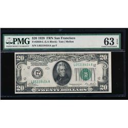 1928 $20 San Francisco Federal Reserve Note PMG 63EPQ