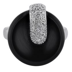 14KT White Gold Onyx and Diamond Ring