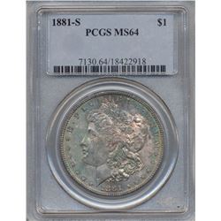 1881-S $1 Morgan Silver Dollar Coin PCGS MS64