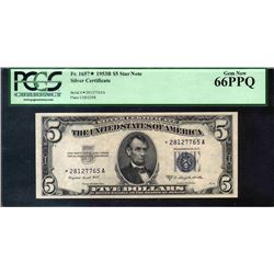 1935B $5 Silver Certificate Star Note PCGS 66PPQ