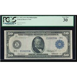 1914 $50 Philadelphia Federal Reserve Note PCGS 30