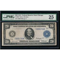 1914 $20 Chicago Federal Reserve Note PMG 25