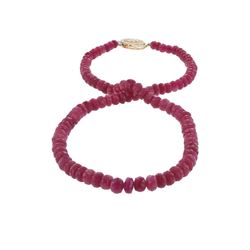 14KT Yellow Gold 120.00ctw Ruby Beaded Necklace