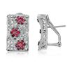 Image 1 : 14KT White Gold 0.78ctw Ruby and Diamond Earrings