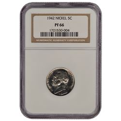 1942 Jefferson Nickel Coin NGC PF66