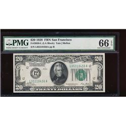 1928 $20 San Francisco Federal Reserve Note PMG 66EPQ