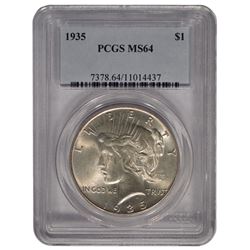 1935 $1 Peace Silver Dollar Coin PCGS MS64