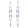 Image 1 : 18KT White Gold 4.20ctw Turquoise and Diamond Earrings