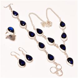 Blue Sapphire 4 Piece Jewelry Set