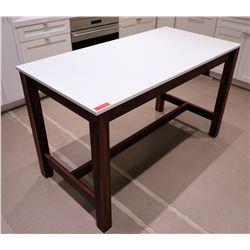 Contemporary Table w/ Hanstone "Aurora Snow" Top 5' x 30" x 3' H