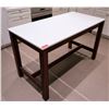 Image 1 : Contemporary Table w/ Hanstone "Aurora Snow" Top 5' x 30" x 3' H