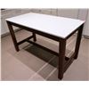 Image 2 : Contemporary Table w/ Hanstone "Aurora Snow" Top 5' x 30" x 3' H