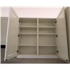 Image 10 : Approx. 11 White Upper Cabinets w/ Melamine Shelving 40" H & 30" H (Width Measurements Listed)
