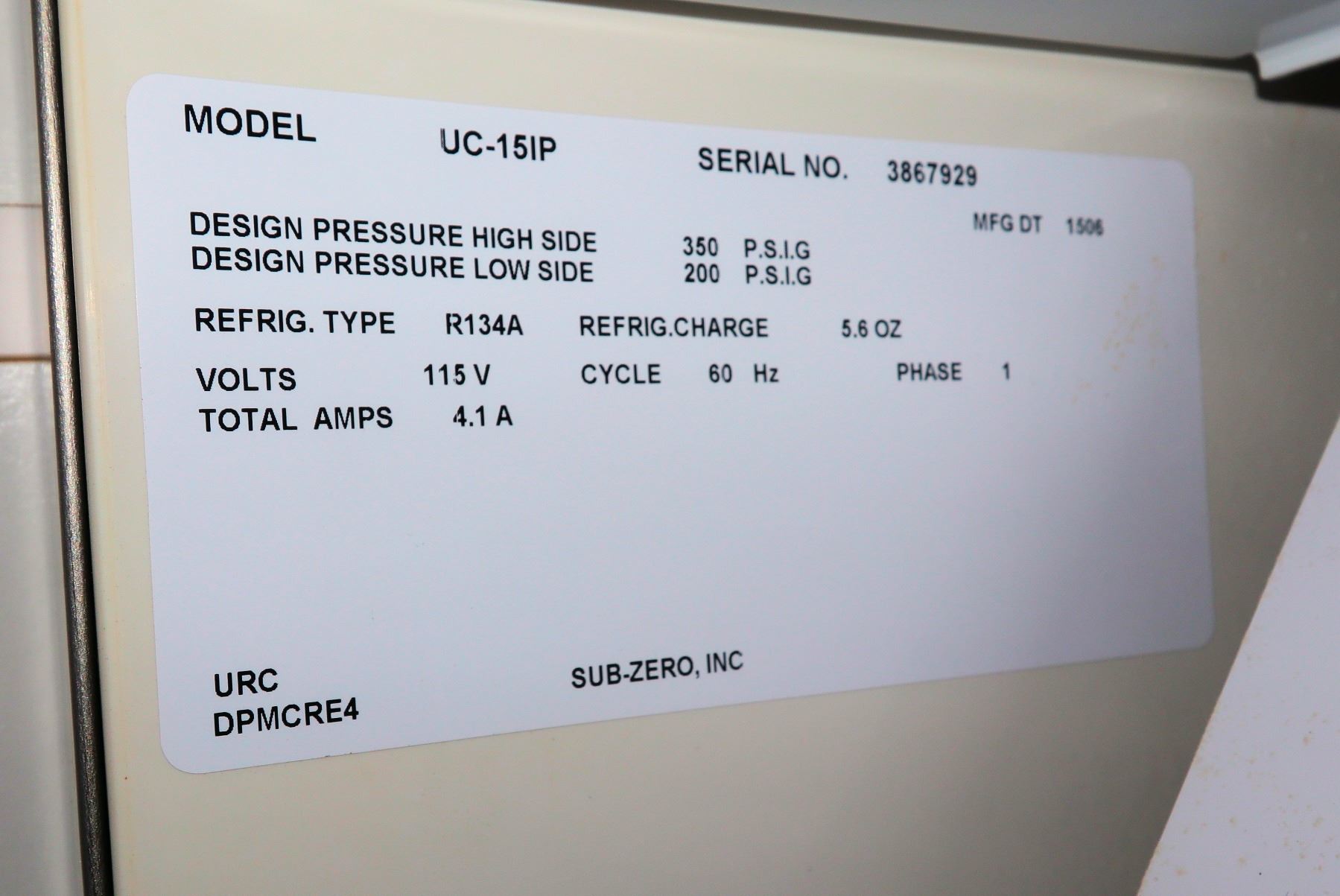 Sub-Zero Model UC-15IP Undercounter Ice Maker w/Cabinet Door Retail ... Sub zero undercounter ice machine
