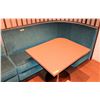 Image 1 : Teal Blue Curved Banquette (Chenille Upholstered), Approx. 6' Overall L, 27.5" Depth