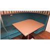 Image 2 : Teal Blue Curved Banquette (Chenille Upholstered), Approx. 6' Overall L, 27.5" Depth