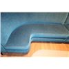Image 3 : Teal Blue Curved Banquette (Chenille Upholstered), Approx. 6' Overall L, 27.5" Depth