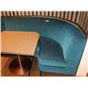 Image 1 : Teal Blue Curved Banquette (Chenille Upholstered), Approx. 6' Overall L, 27.5" Depth