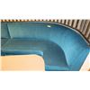 Image 2 : Teal Blue Curved Banquette (Chenille Upholstered), Approx. 6' Overall L, 27.5" Depth