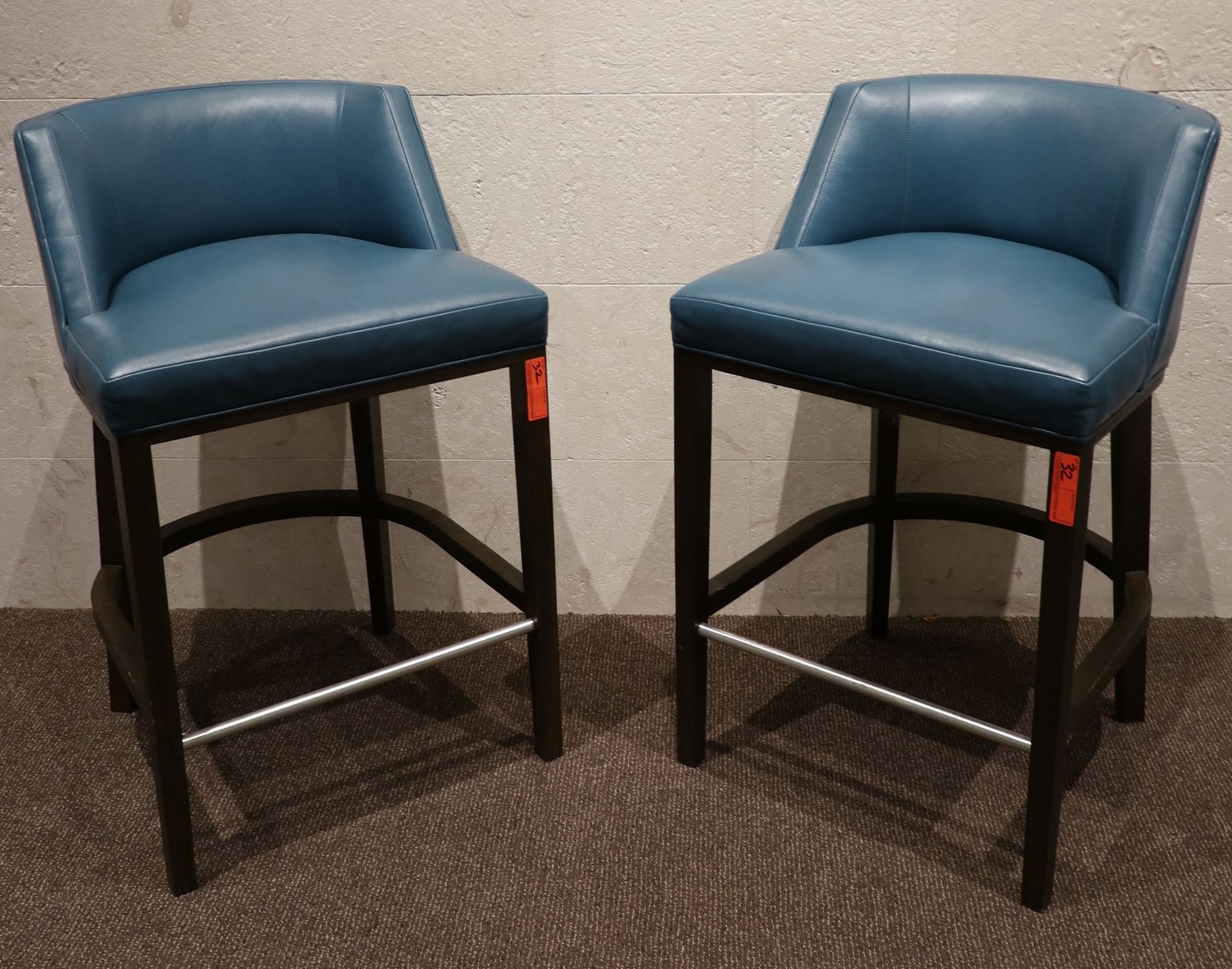Blue Leather Bar Stools - Stools Item Blue Leather Bar Stools - Stools Item