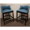 Image 1 : ENO Low Back Bar Stools w/Blue Leather (purchased for $4537 each stool)