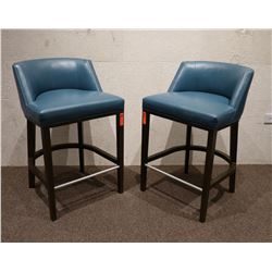 ENO Low Back Bar Stools w/Blue Leather (purchased for $4537 each stool)
