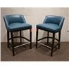 Image 1 : ENO Low Back Bar Stools w/Blue Leather (purchased for $4537 each stool)