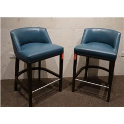 ENO Low Back Bar Stools w/Blue Leather (purchased for $4537 each stool)
