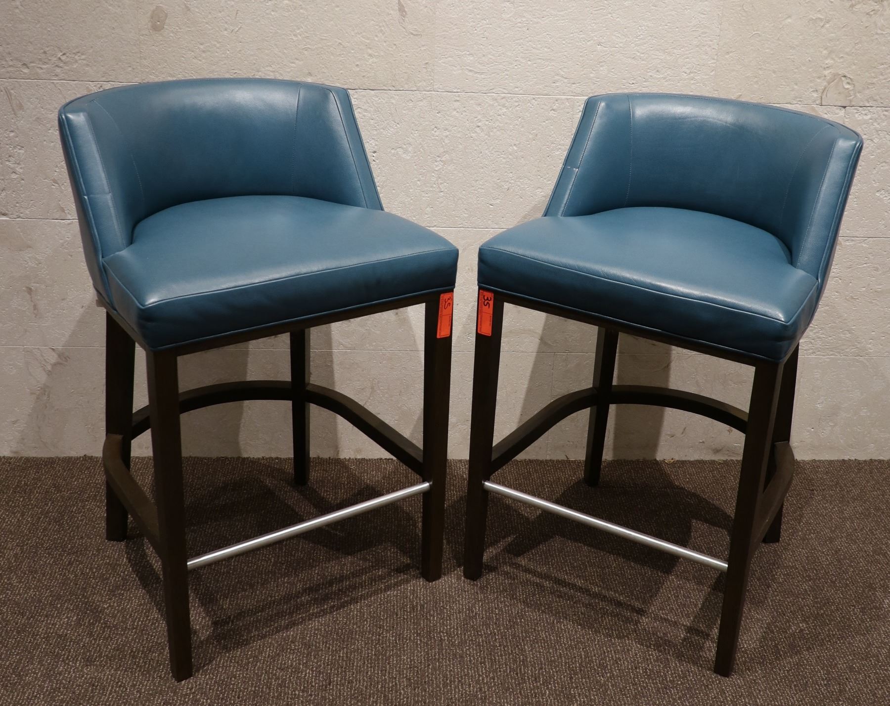 Blue Leather Bar Stools - Stools Item Blue Leather Bar Stools - Stools Item