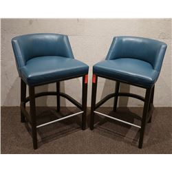ENO Low Back Bar Stools w/Blue Leather (purchased for $4537 each stool)
