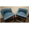 Image 2 : ENO Low Back Bar Stools w/Blue Leather (purchased for $4537 each stool)