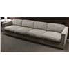 Image 10 : Long Beige/Brown Sofa - 10’6 L, 35” Back to Front, 25” Frame Height