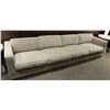 Image 1 : Long Beige/Brown Sofa - 10’6 L, 35” Back to Front, 25” Frame Height
